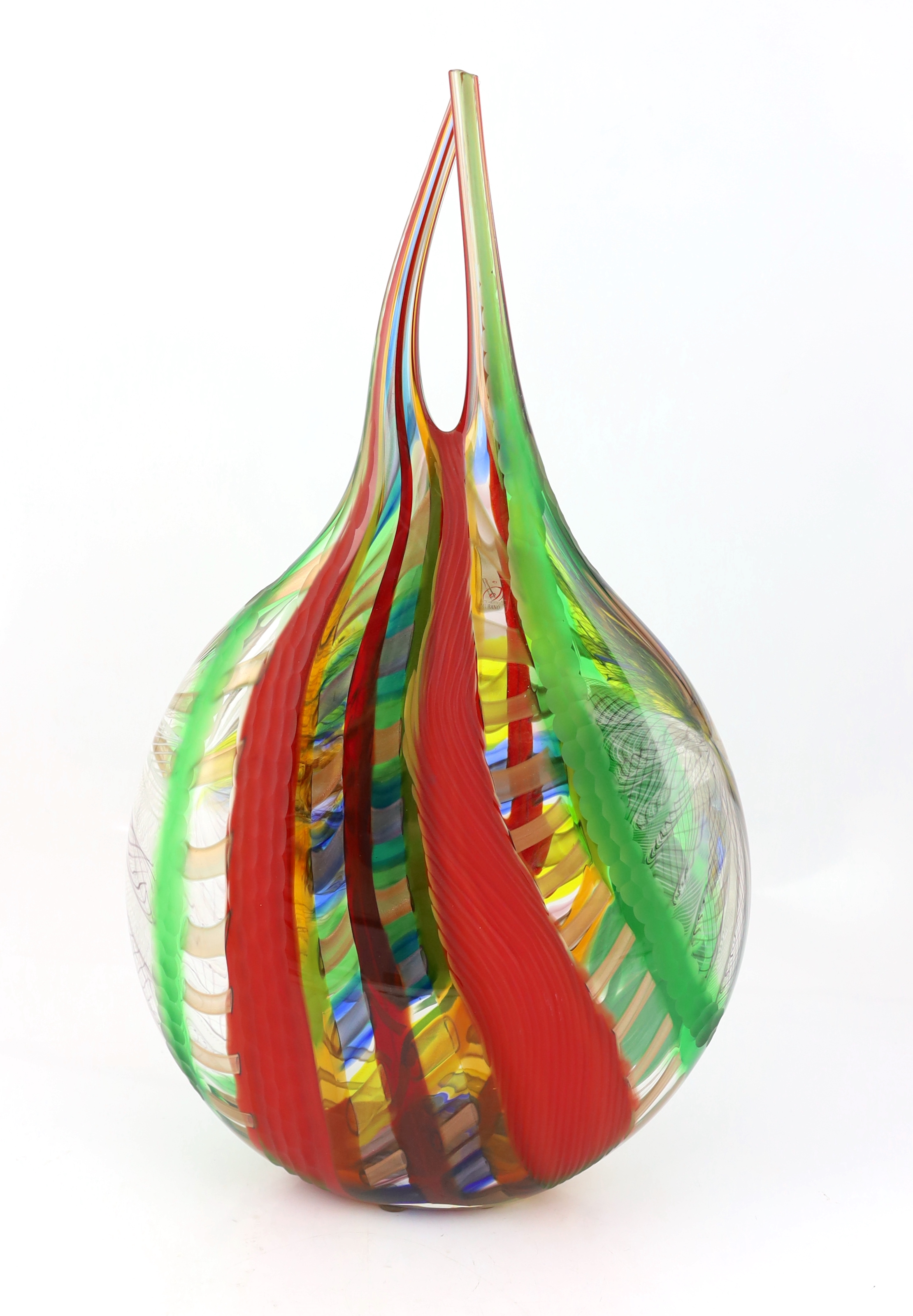 Gianluca Vidal (1976-), a tall Murano glass teardrop shaped vase